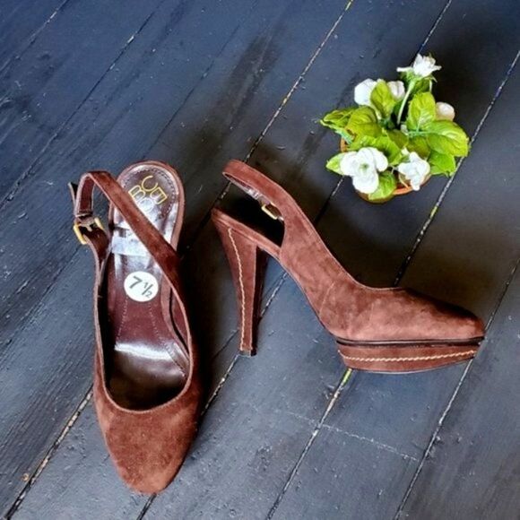 Bcbgeneration Brown Suede Heels - Picture 1 of 8